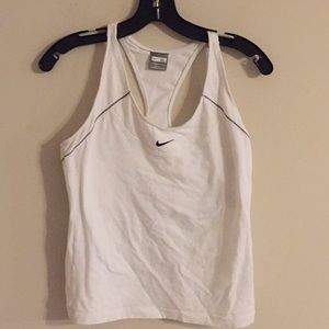 Nike slim fit white workout Razorback top